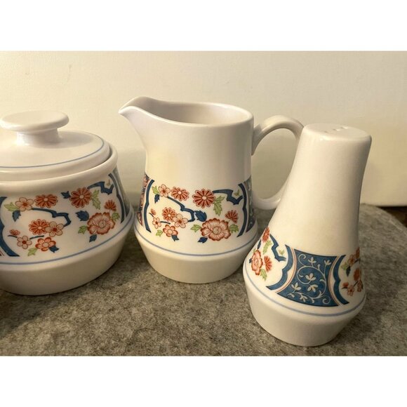 Noritake Ming Garden Condiment Set, Sugar, Creamer, S/P Shakers  #2606 - Picture 5 of 6